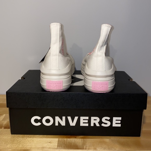 BLACK FRI SALE 🍑PEACH PATTERN! egret converse hi top cherry women 10 shoe platf - Picture 7 of 10